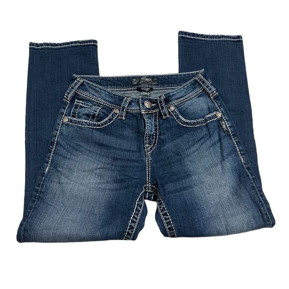 Silver Natsuki Relaxed Straight Medium Wash Comfortable Pocket Crop Ankle Jeans - Picture 4 of 6